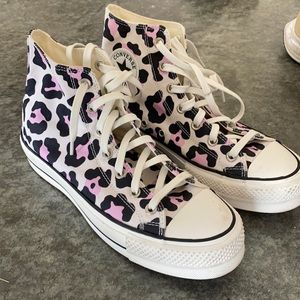 pink and black cheetah converse worn TWICE